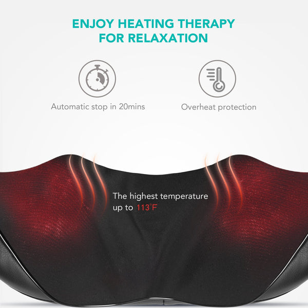 Naipo Shiatsu Back and Neck Massager with Heat 3D Deep Kneading Massag –  Gasky