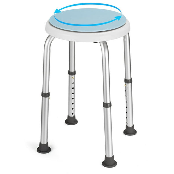 360 Degree Rotating Shower Chair, Tool Free Adjustable Shower Stool Tub Chair and Bathtub Seat Bench with Anti-Slip Rubber Tips for Safety and Stability