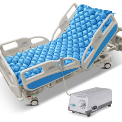 Alternating Pressure Mattress 5" - Air Topper Pad for Bed Sore, Ulcer Prevention, Bedridden Treatment - Inflatable, Quiet Alternative Cover - Fits Hospital Bed - Includes Electric Pump System - NAIPO