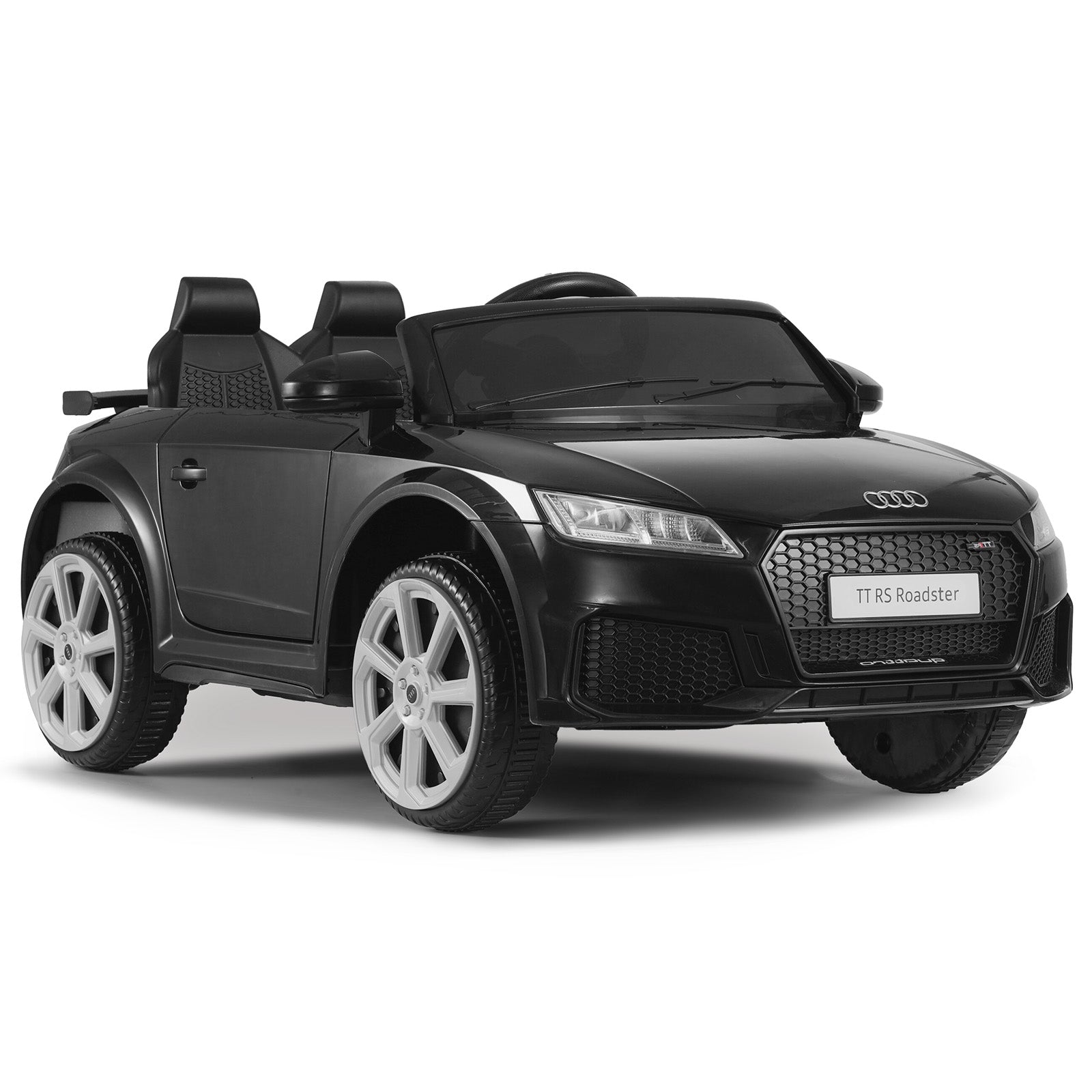 AUDI 12V Kids Car Ride on Car  Kids Electric Car  with Parental Remote Control Double Doors LED Lights Safety Belt Music Player Battery Powered, Black