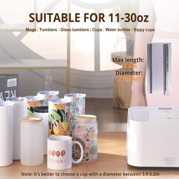 Auto Tumbler Heat Press Machine - Mug Heat Press Heat Up Fast & Even, Professional Tumbler Press High - Security for 30oz Sublimation Tumblers, Cups, Glasses and Mugs - NAIPO