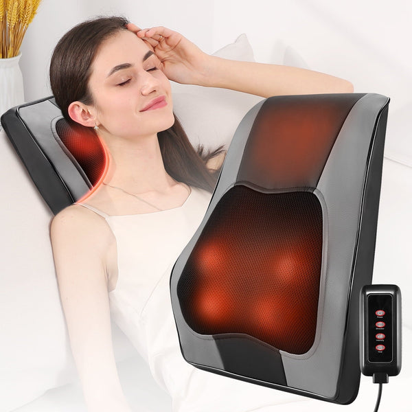 Back Massager with Heat, Shiatsu Neck & Back Massager Pillow for Pain Relief, 3D Kneading Massage Cushion for Back, Neck, Shoulder Muscle Relaxation, Ideal Gifts for Mom Women