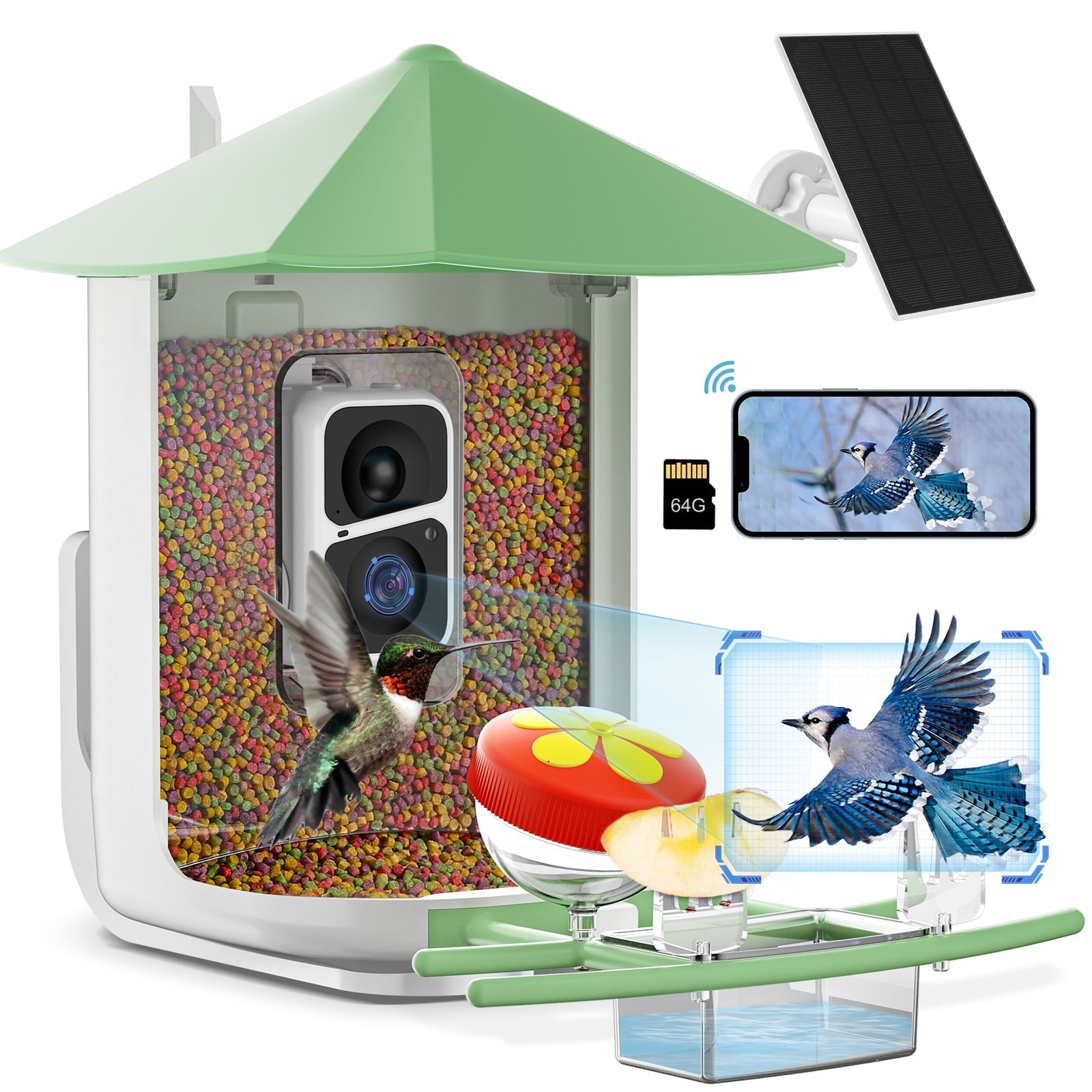 Bird Feeder with Camera, Smart Bird Feeder Camera with Ai dentify Bird Species, Auto Video Bird Feeder Camera Live Motion Activated