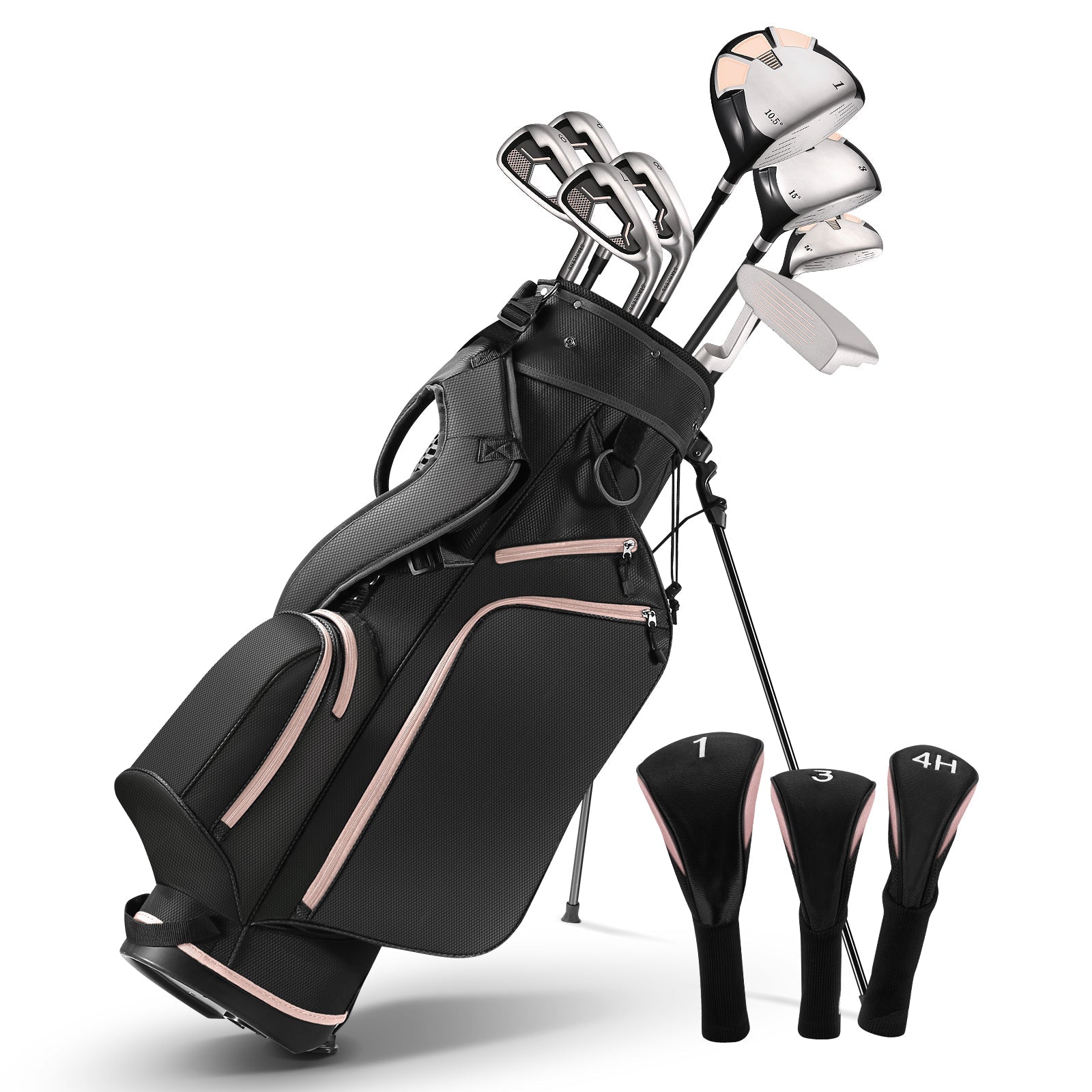 Complete Golf Clubs Package 13 Club Set Includes 9 Club Set for Men Woman Right Handed, True Temper Steel Shafts, Putter, Stand Bag & 3 H/C's Bonus Head