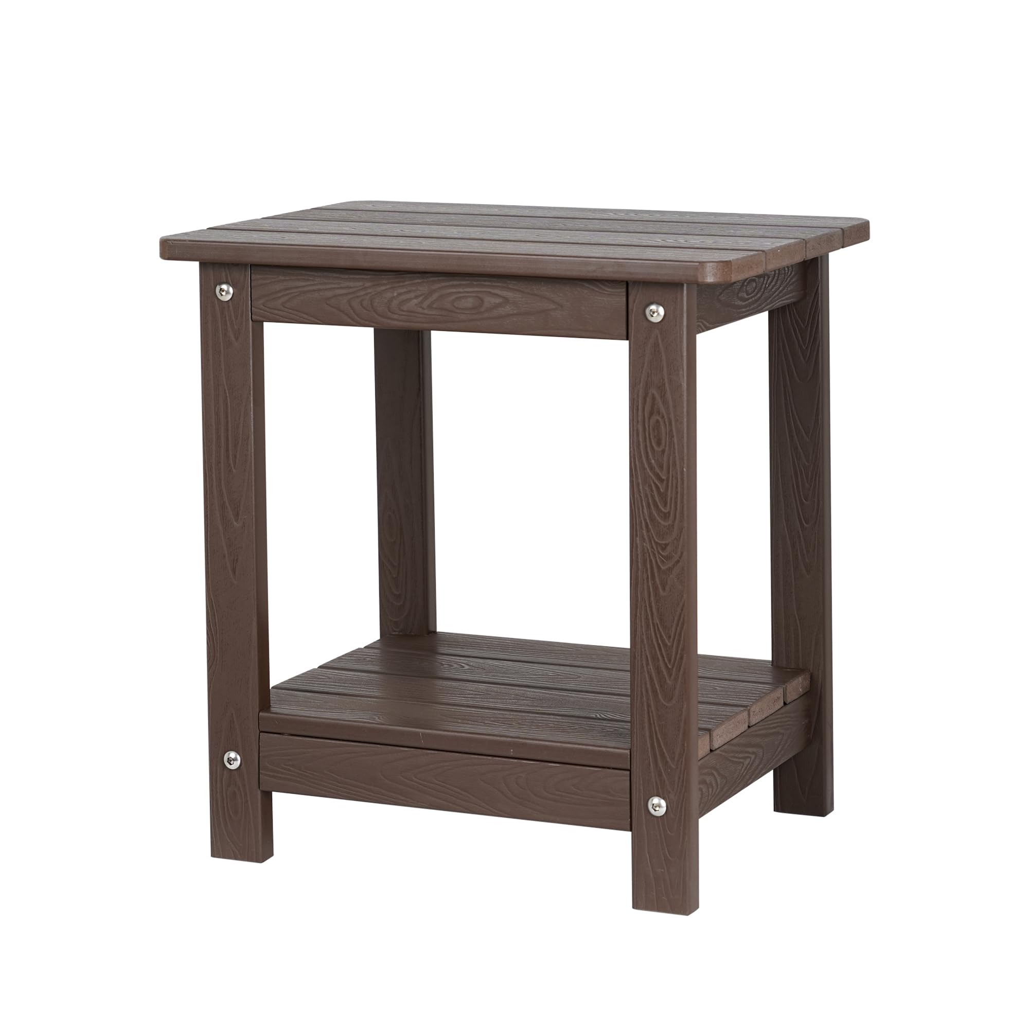 Double Adirondack Side Table Rectangular End Outdoor Side Table, Brown