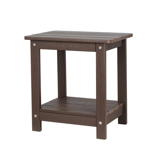 Double Adirondack Side Table Rectangular End Outdoor Side Table, Brown