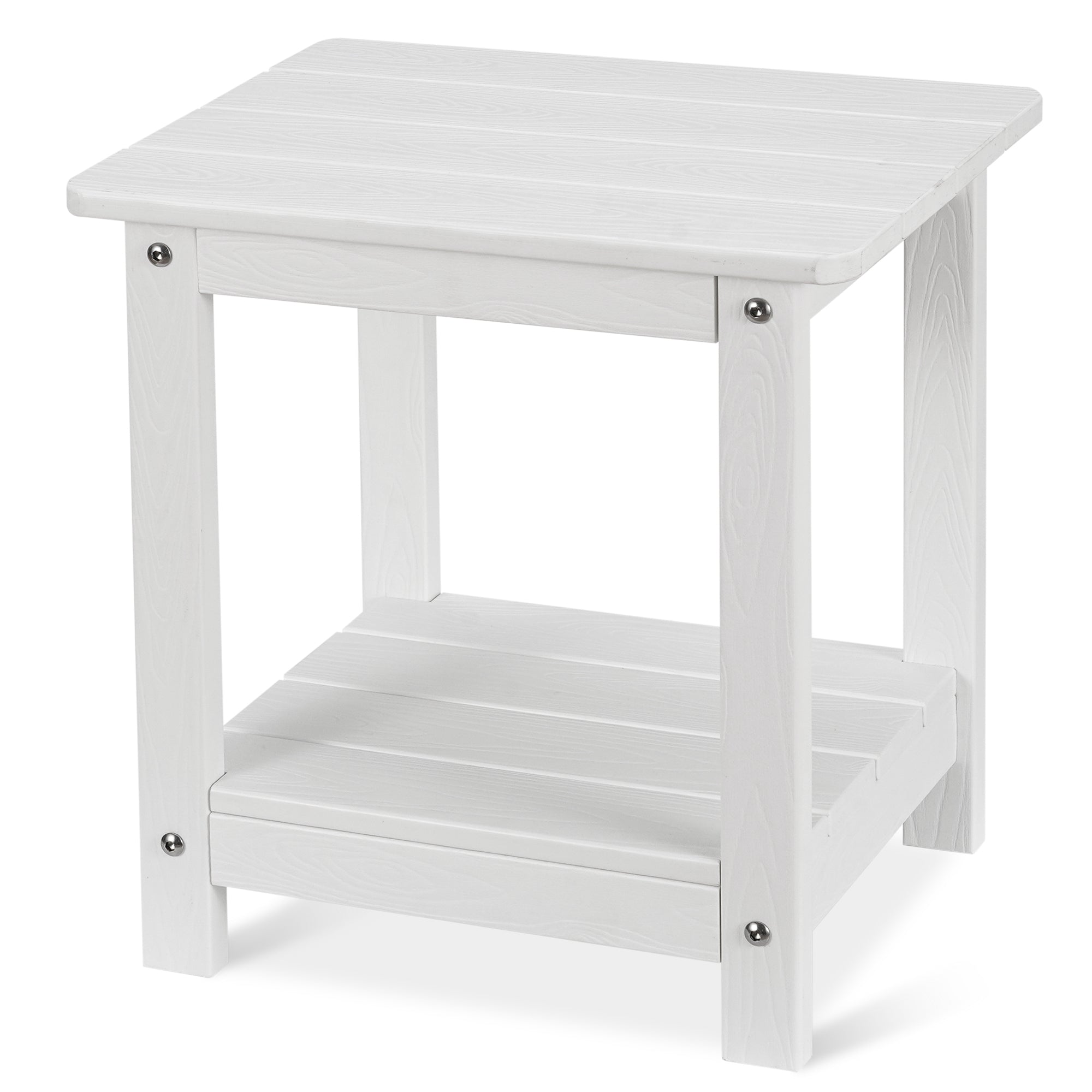 Double Adirondack Side Table Rectangular End Outdoor Side Table,White