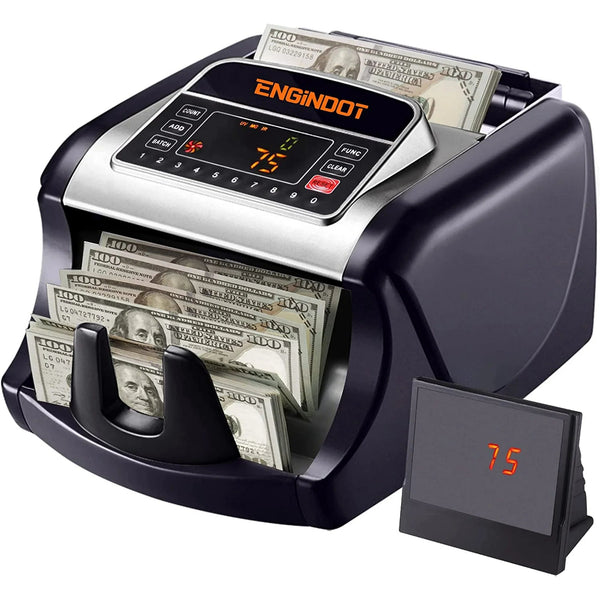 ENGiNDOT Money Counter Machine, Value Count, Dollar, Euro UV/MG/IR/DD Cash Counterfeit Detection Bill Counter with LCD Display