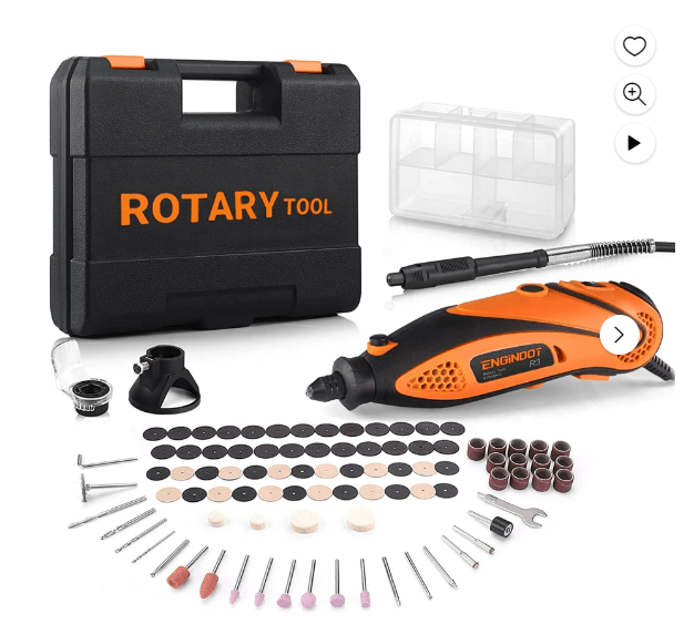 ENGINDOT Rotary Tool Kit with Keyless Chuck Flex Shaft, 6 Variable Speed, 10000-32000 RPM, Carrying Case for Cutting, Engraving, Drilling, Sanding, Polishing, DIY Crafts, Orange