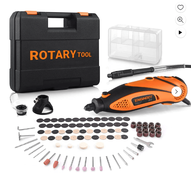 ENGINDOT Rotary Tool Kit with Keyless Chuck Flex Shaft, 6 Variable Speed, 10000-32000 RPM, Carrying Case for Cutting, Engraving, Drilling, Sanding, Polishing, DIY Crafts, Orange