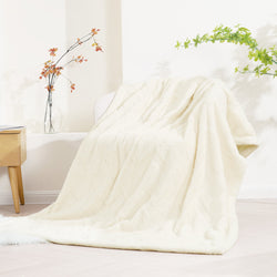 Faux Rabbit Fur Throw Blanket Ultra Soft Cozy Luxury Plush Blankets 50"x70" White - NAIPO