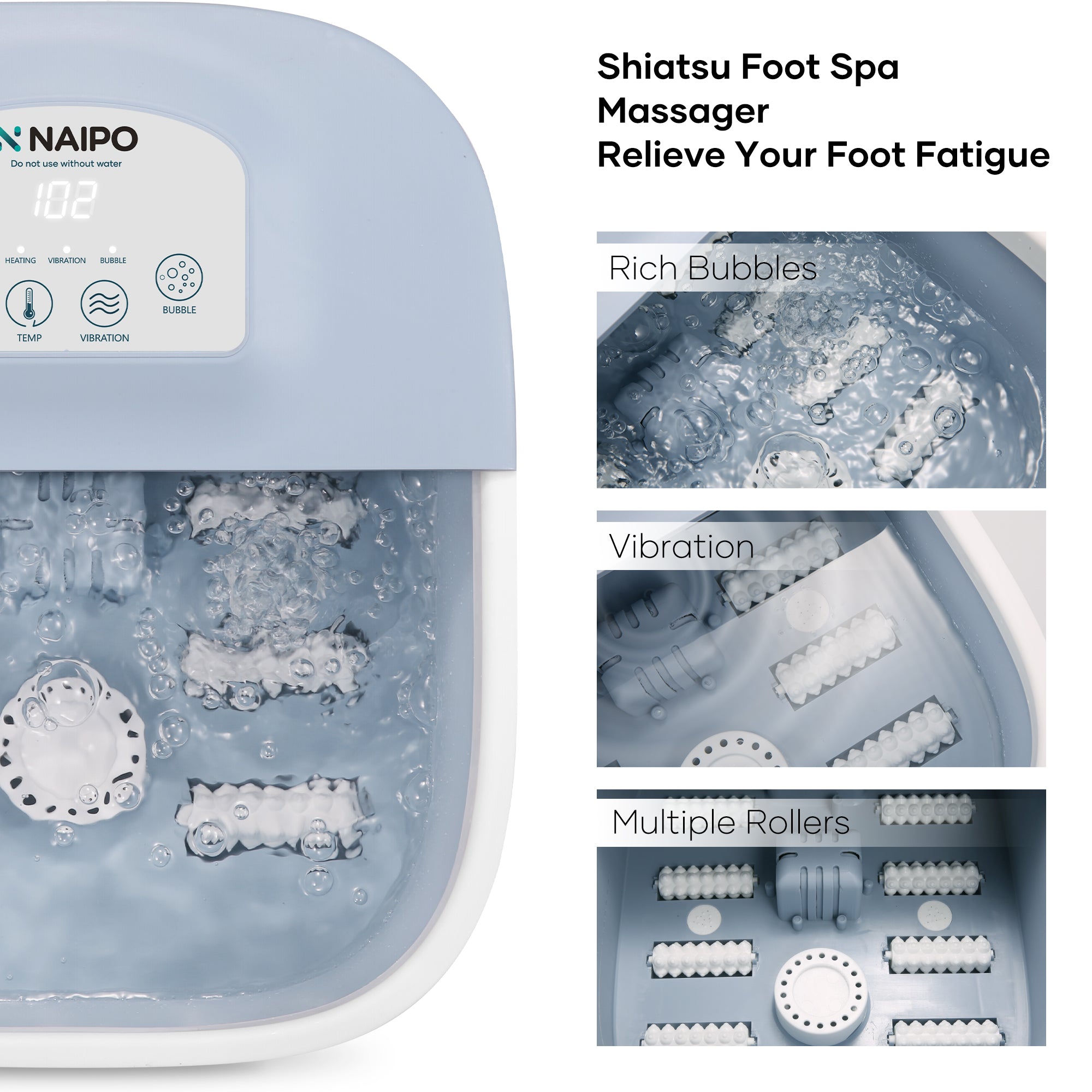 Foot Spa with Heat Bubbles Vibration 3 in 1 Function