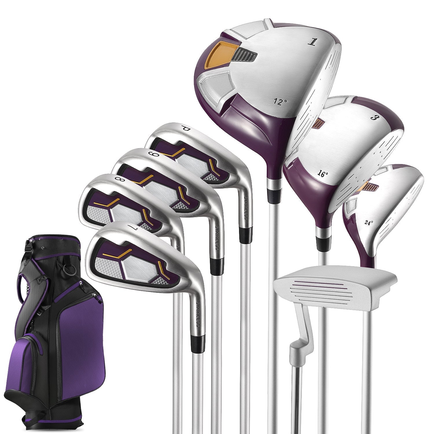 Golf Clubs Set Complete Golf 9 Club Set for Men Right Handed, True Temper Steel Shafts, Putter, Deluxe Stand Bag & 3 Bonus Head Covers