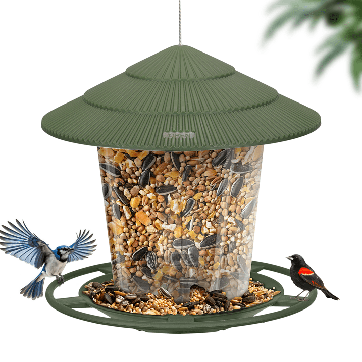 HANGING BIRD FEEDERS FOR OUTSIDE, SQUIRREL PROOF, EASY TO FILL WILD BIRD FEEDERS, ATTRACT A VARIETY OF HUMMINGBIRD