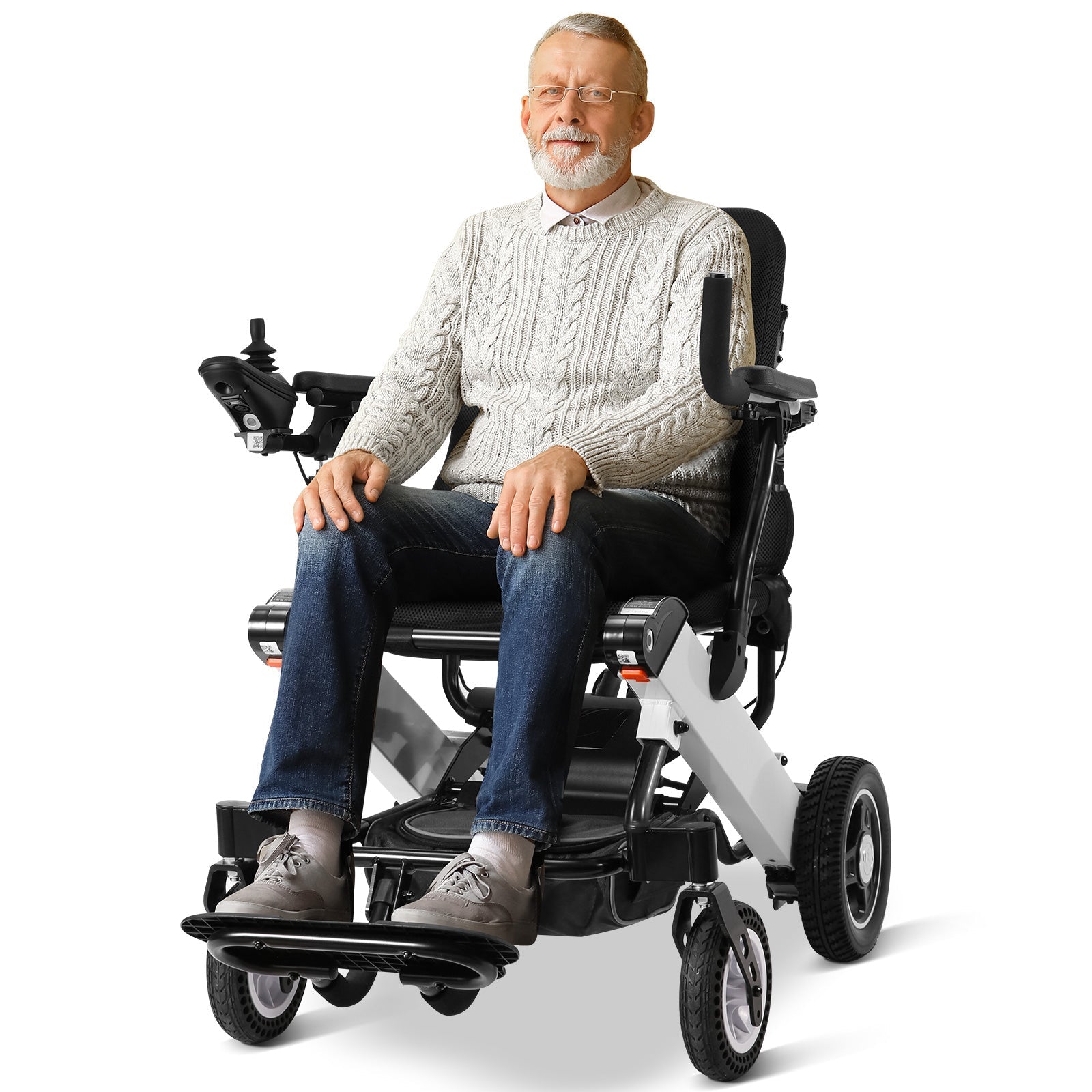 MaxKare Lightweight Folding Electric Wheelchair, Portable Motorized Mobility Chair, All Terrain Motorized Foldable Power Chair for Adults/Seniors