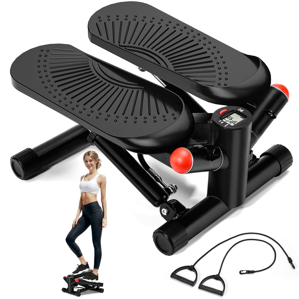 Twisting stair stepper with hot bands