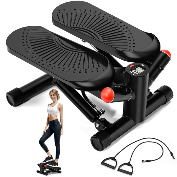 Mini Stepper for Exercise, Twist Stair Stepper, Stepper Exercise Equipment with Resistance Bands for Full Body Workout at Home