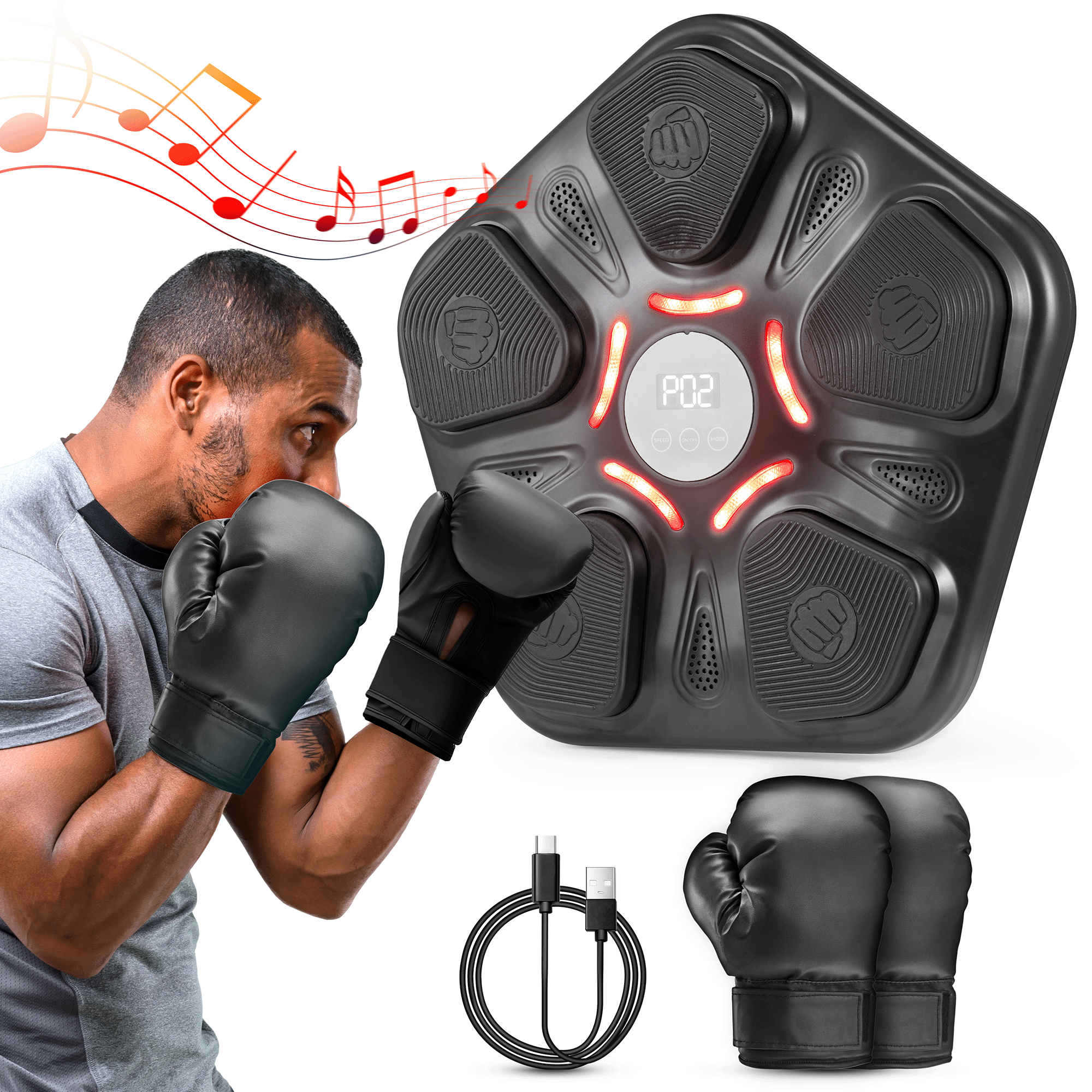 Music Boxing Machine, Boxing Wall Mount Equipment, Music Boxing Machine for Adults & Kids, Smart Boxing Training Music Punching Machine, Musical Boxing Machine with Boxing Gloves