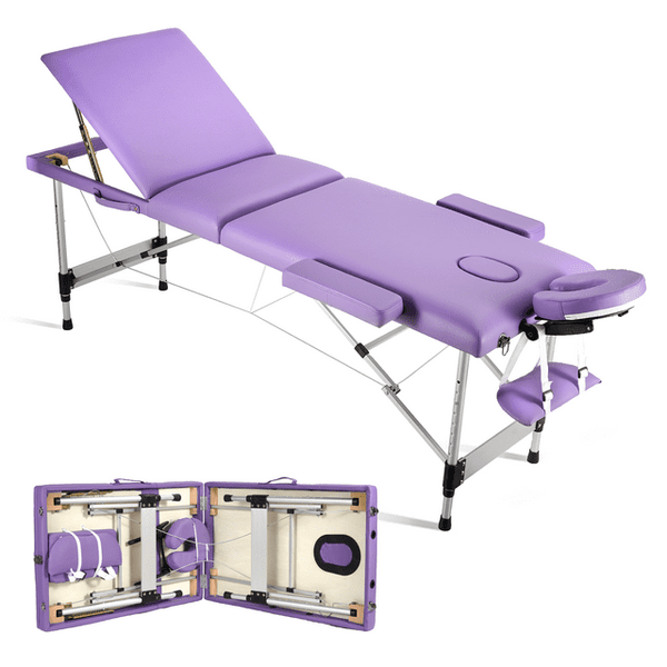 Naipo 3-Section Professional Massage Table 73''Long 82'' Height Adjustable Folding with Aluminum Legs Carrying Bag for Salon Lash Treatments,