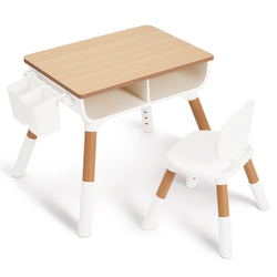 Naipo Adjustable Kids Table and Chair Set with Drawer and Basket, Toddler Graffiti Table , Preschool Kids Furniture Table Set for Reading, Drawing, Eating, White - NAIPO