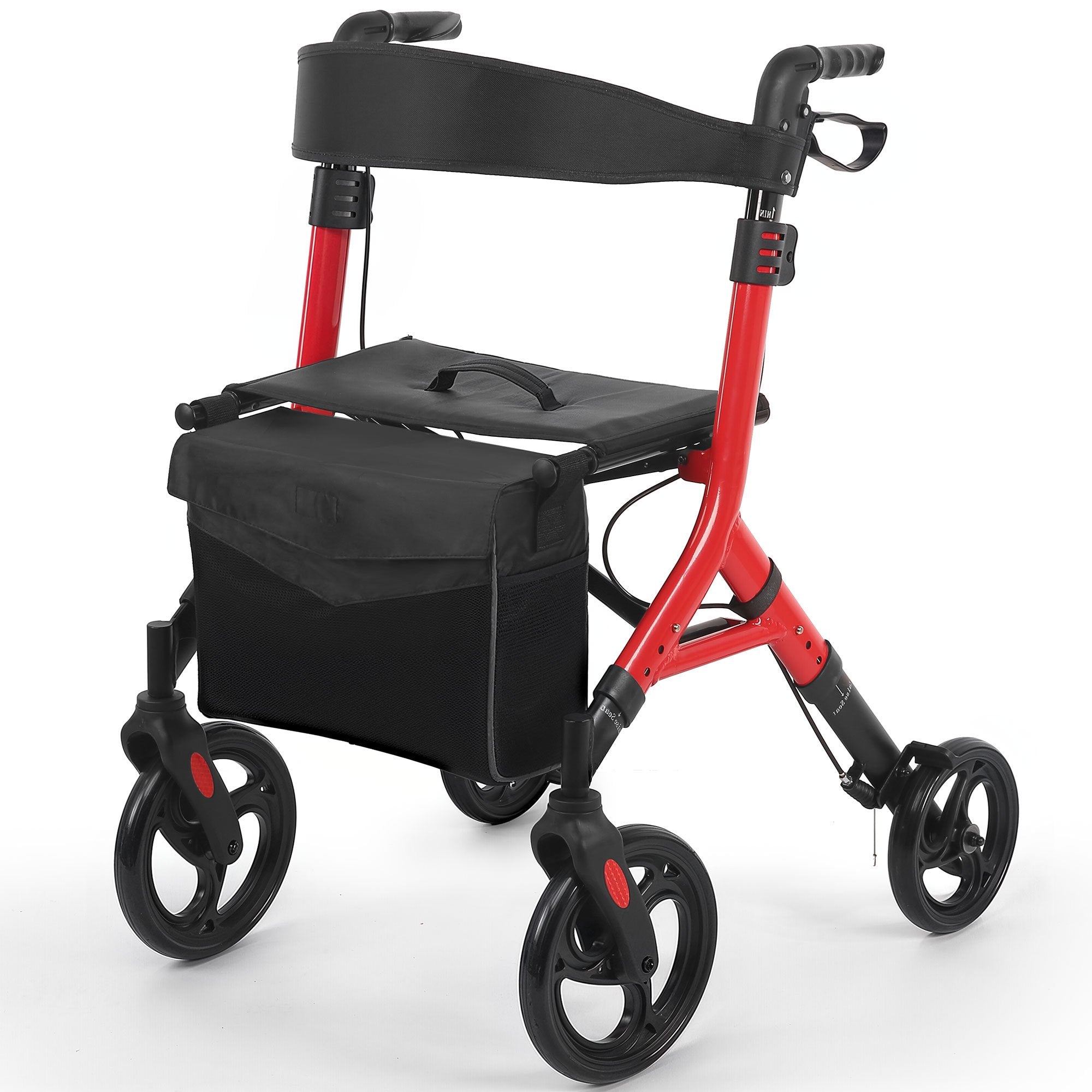 Naipo All Terrain Rollator Walker for Seniors with Seat, Compact Folding Rolling Walkers with 10 inch Rubber Front Wheels