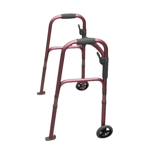 Naipo Compact Folding Walker with Trigger Release and Glide Skis for Seniors Elderly, 5 Inches Front Wheels - NAIPO