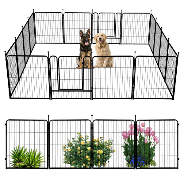 Naipo Dog Playpen Outdoor, 16 Panel Dog Fence 32" Indoor, Pet Fence for Large/Medium/Small Dogs, Heavy Duty Pet Exercise Pen for Puppy/Rabbit/Small Animals, Portable Playpen for RV Camping - NAIPO