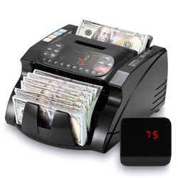 Naipo Money Counter Machine Automatic Advanced Counterfeit Detection Bill Counter, Dollar, Euro UV/MG/IR Cash Counterfeit 1000 Bills Per Min, Black - NAIPO