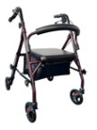 Naipo Rollator Walker with Seat, Steel Folding Rolling Medical Walker with 6 Inch Wheels, Supports up to 350 lbs, Burgundy Frame