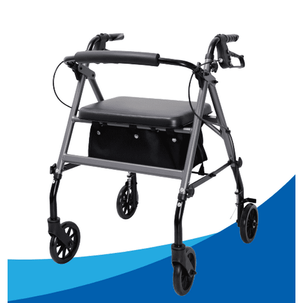 Naipo Rolling Walker for Seniors, Foldable Rollator Walker, Rollator with Seat and 6” Wheels, 350 lb Capacity, Aluminum Frame