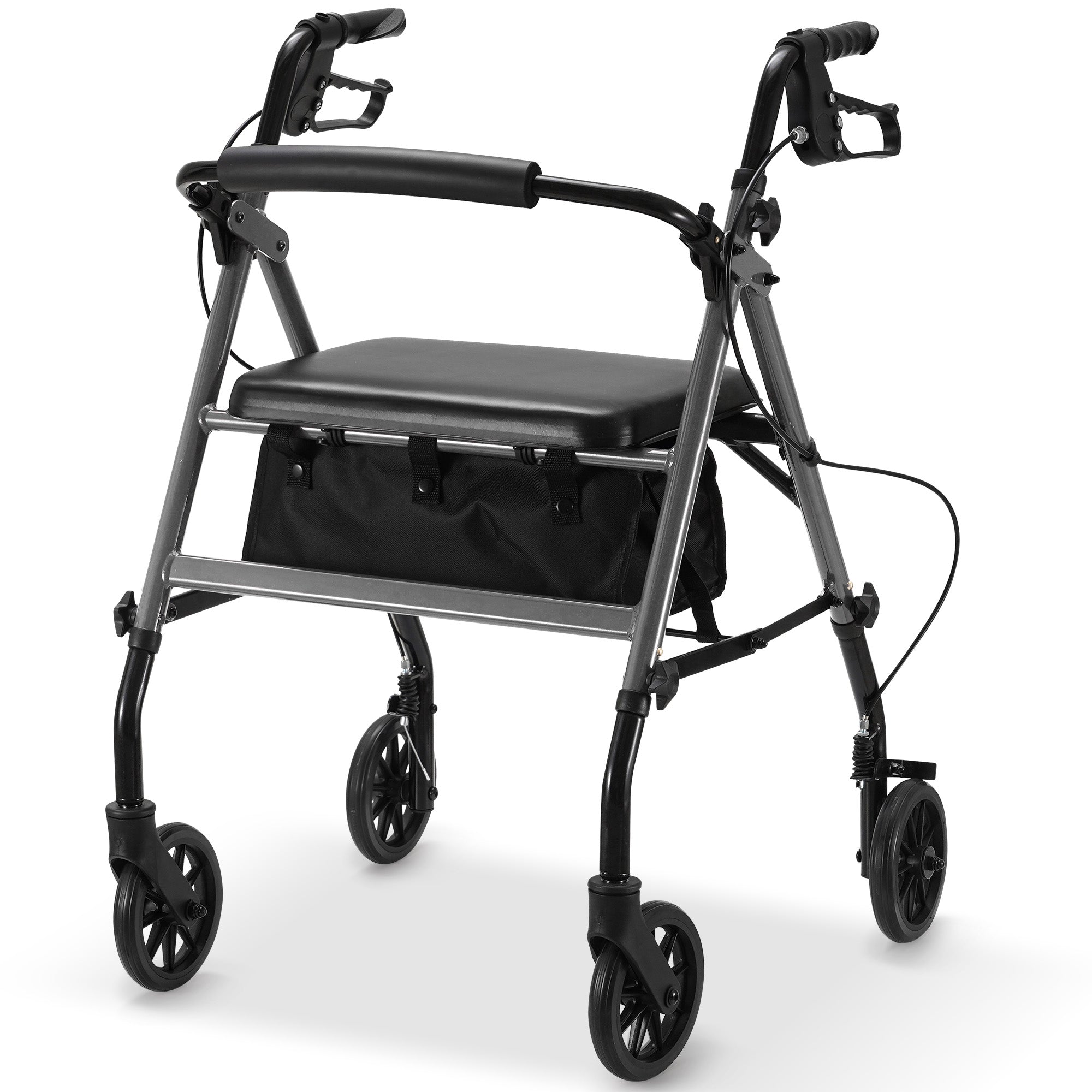 Naipo Rolling Walker for Seniors, Foldable Rollator Walker, Rollator with Seat and 6” Wheels, 350 lb Capacity, Aluminum Frame, Gray