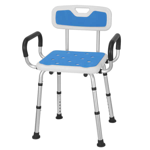 Naipo Shower Chair with Arms, Back and EVA Pads, Height Adjustable Safety Bath Stool for Bariatric