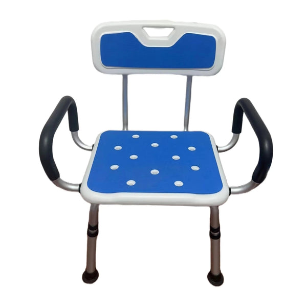 Naipo Shower Chair with Arms, Back and EVA Pads, Height Adjustable Safety Bath Stool for Bariatric, Handicap, Disabled Elderly Seniors