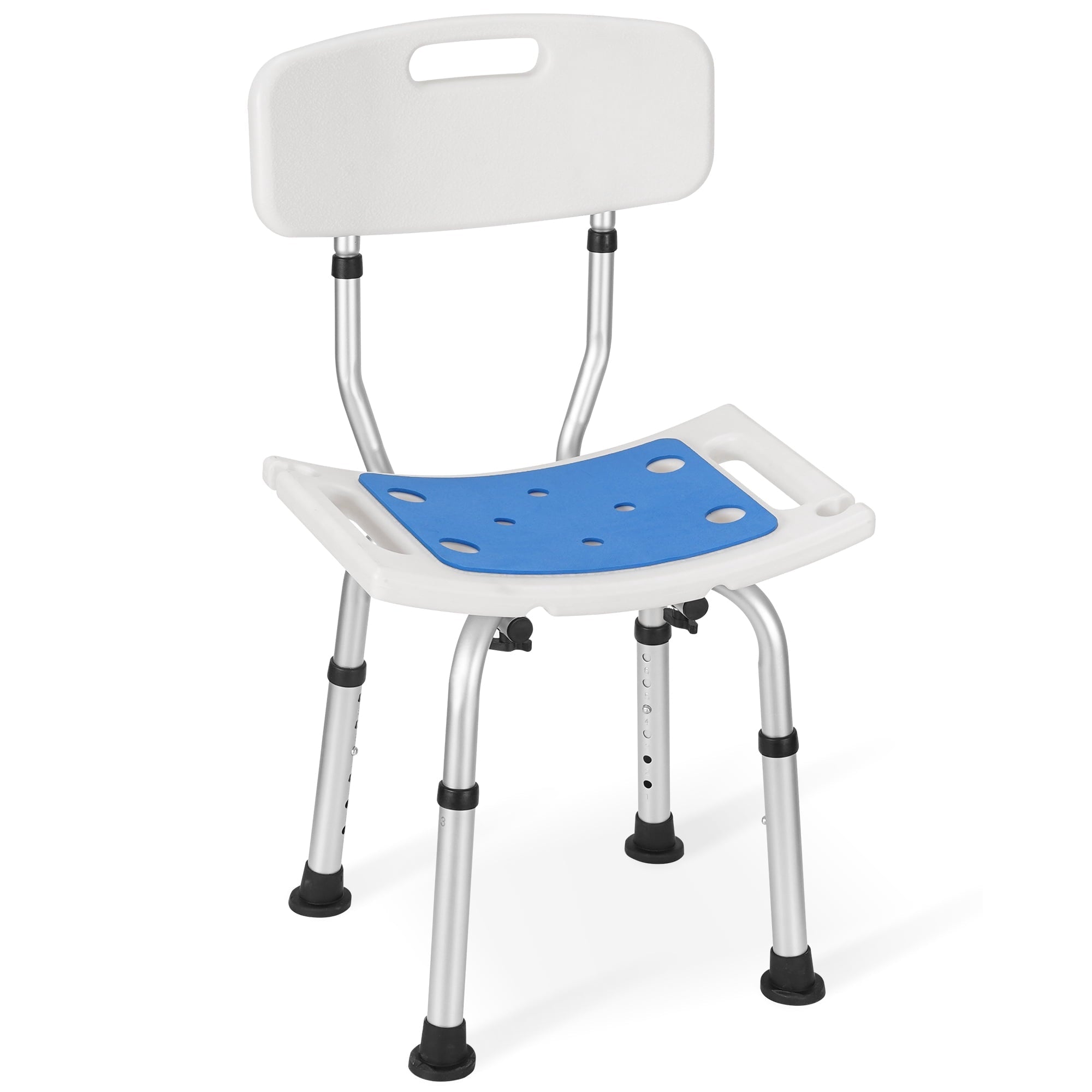 Naipo Shower Chair with Back and EVA Padded, Height Adjustable Bathtub Bench Seat Transfer for Disabled, Seniors & Elderly, Tool-Free Assembly