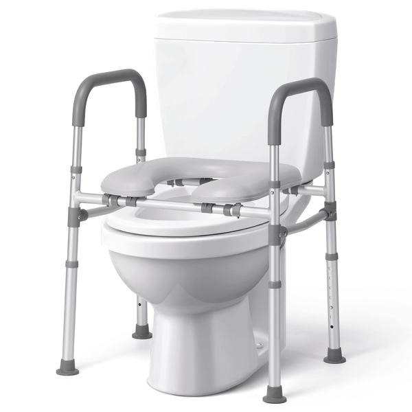 Raised Toilet Seat with Handles, Elevated Toilet Seat Riser with Soft Padded Seat for Seniors, Bariatric, Handicap, Fit Any Toilet