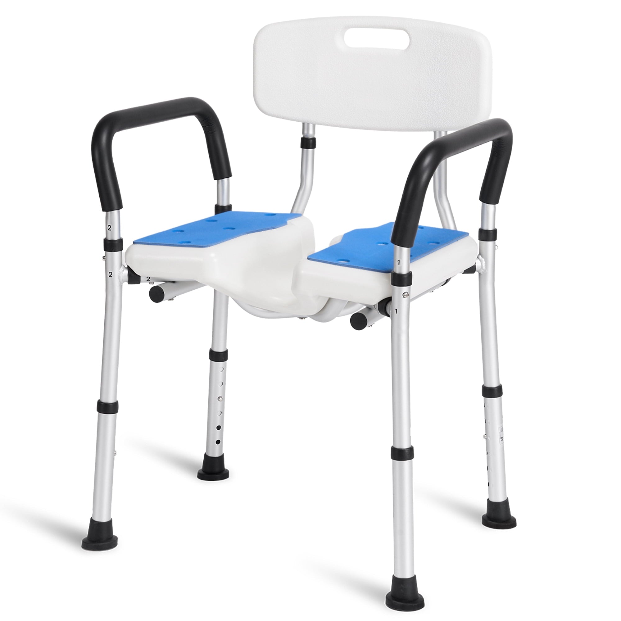 Shower Chair for Inside Shower, U-Shape Medical Shower Chair with Arms and Back for Elderly and Disabled Convenient for Private Cleansing with Adjustable Height