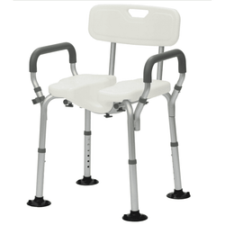 Shower Chair with Back and Arms, Integrated Anti - Slip Design Bath Chair, U - Shape Groove Cutout for Private Cleaning, for Handicap - NAIPO