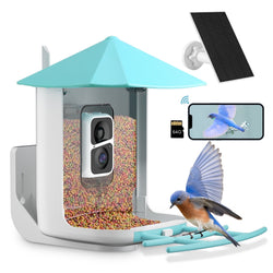 Smart Bird Feeder Camera - 160° View 2K Wild Bird Feeder with Camera, Wireless Outdoor Bird Feeder with Solar Panel, AI Identify - NAIPO