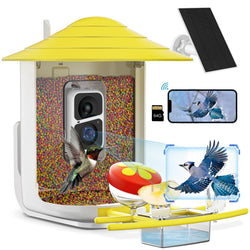 Smart Bird Feeder with Camera, Free AI Forever, Auto Capture & Identify 6000+ Bird Species, Bird Videos for Birdwatching - NAIPO