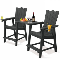 Tall - Adirondack Chairs Set of 2, Outdoor Modern Bar - Height Adirondack Chairs, Double Raised Adirondack Patio Chairs with Removable Connecting Tray, for Pool, Yard, Lawn - NAIPO