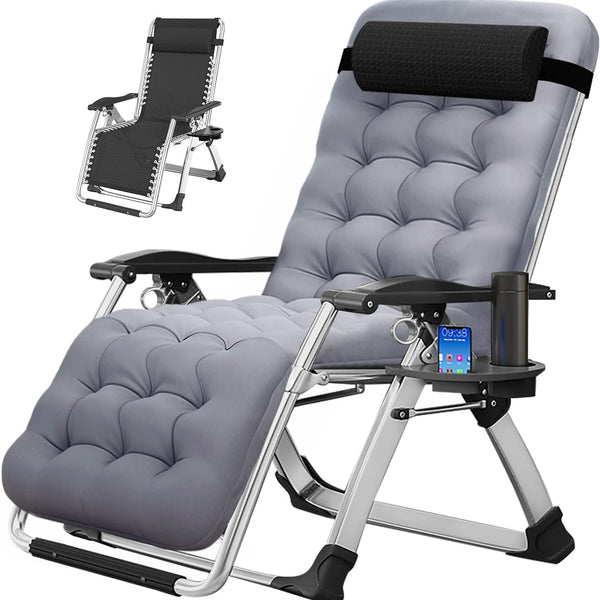 Zero Gravity Chair, Outdoor Padded Lounge Chair with Side Table, Zero Gravity Recliner Chair