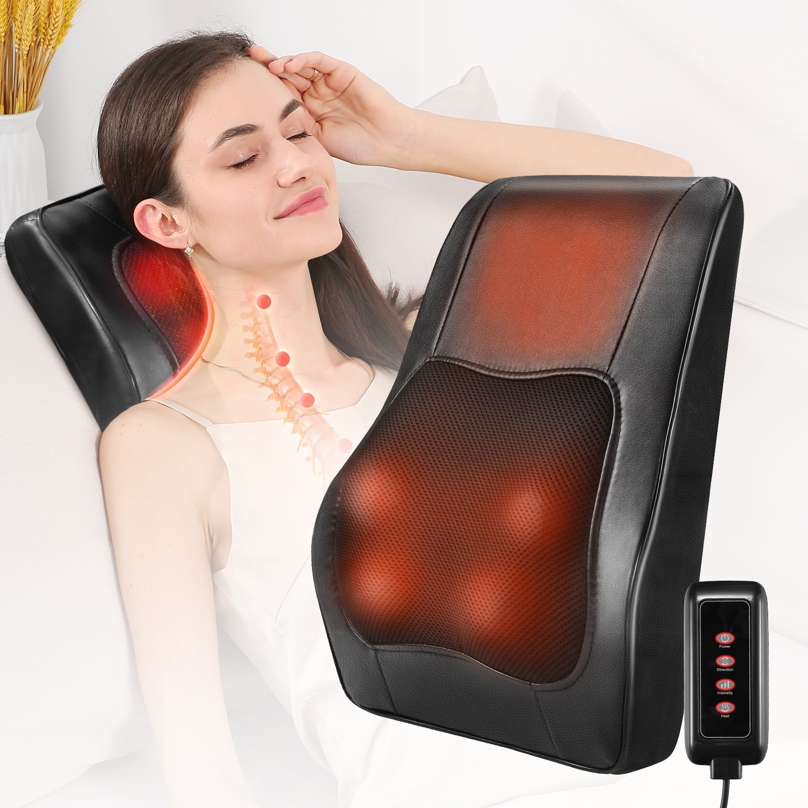 Back Massager with Heat, Massagers Cushion for Neck and Back, 3D Kneading Massage Pillow for Shoulder