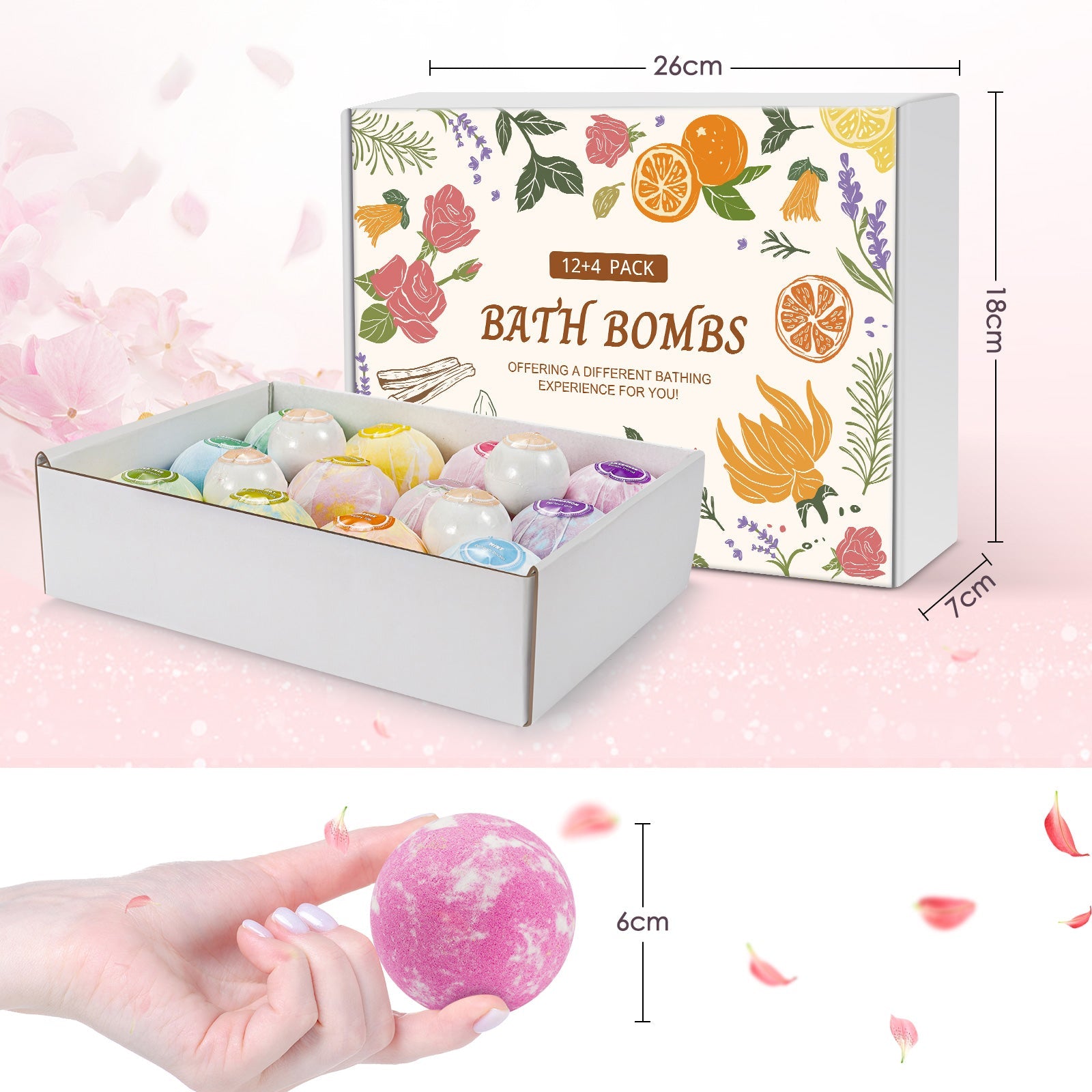 Bath Bombs Gift Set, 12 Bath Bombs and 4 Foot Bath Balls for Women, Handmade Bathbombs for Mom and Dad, Shea & Coco Butter Dry Skin Moisturize, Perfect for Bubble & Spa Bath Bubbly Bath Balls