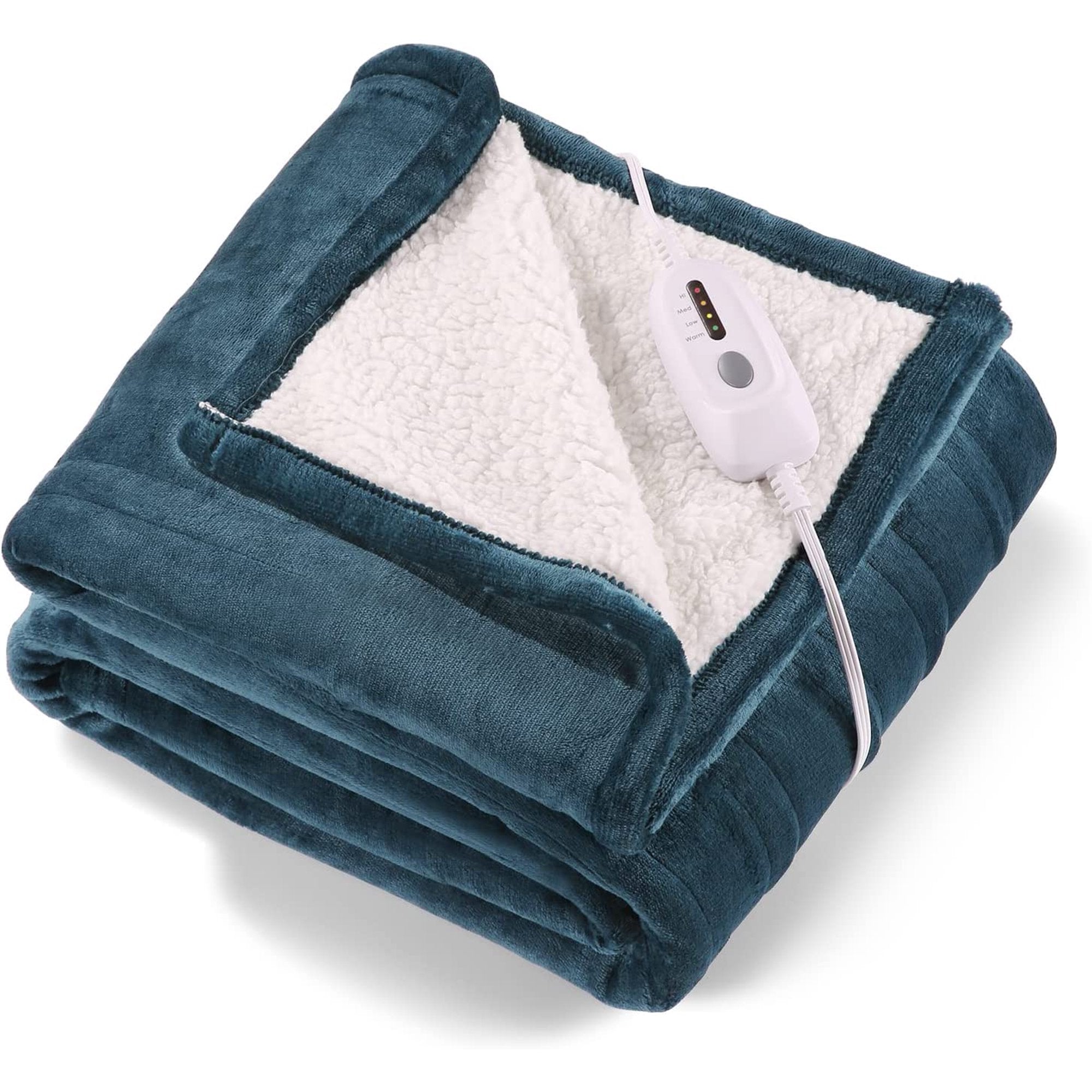 Electric Blanket Heated Throw Flannel & Sherpa Fast Heating Blanket Twin Size 62