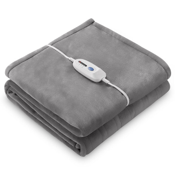 Electric Blanket Heated Throw with 4 Heating Levels & 1-10 Hours Auto Off, Double-Sided Soft Flannel Blanket 62