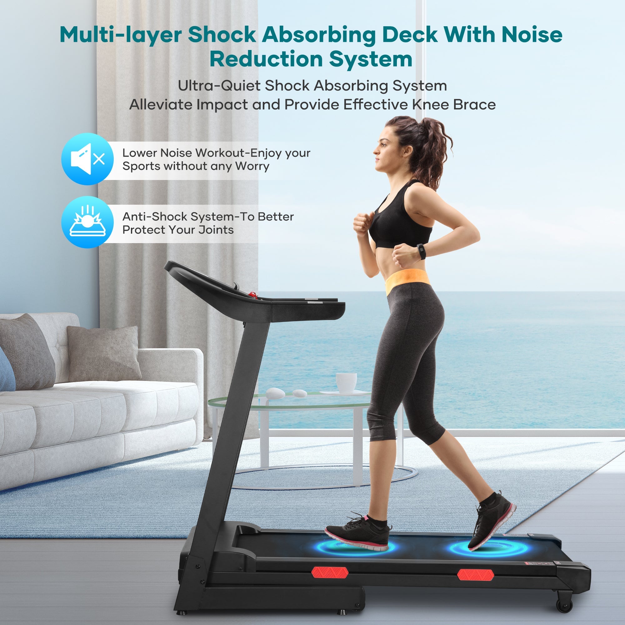 Electric Folding Treadmill 2.5HP Power for Home with 3 Levels of Manual Incline 0.5HP-8.5MHP Speed Easy Assembly LCD Display 15 Preset Training Programs