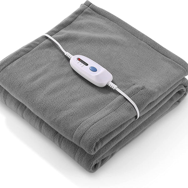 Electric Heated Blanket 62'' x 84'' Electric Blanket for Whole Body Warming, ETL and FCC Certification Fast Heating with 4 Heating Levels & 10 Hours Auto-Off, Machine Washable, Grey