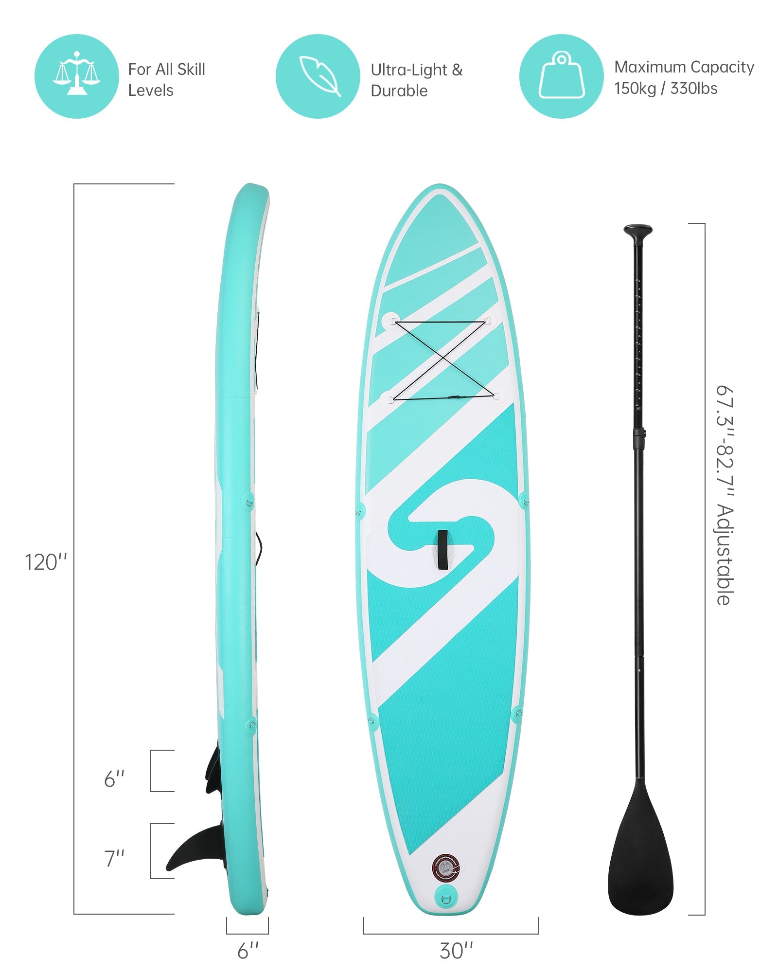 Inflatable Paddle Board Stand Up Paddle Board Inflatable Paddleboard SUP Board with Premium Full Accessories 120