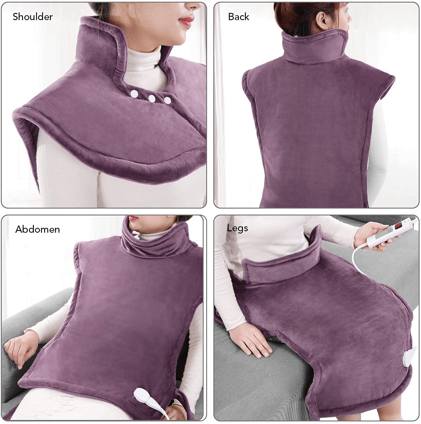 Large Electric Heating Pad for Back and Shoulders, 24”x33” Heat Wrap Vest with 6 Heating Levels, 1.5 Hours Auto Shut Off Available, Purple--Wholesale--US