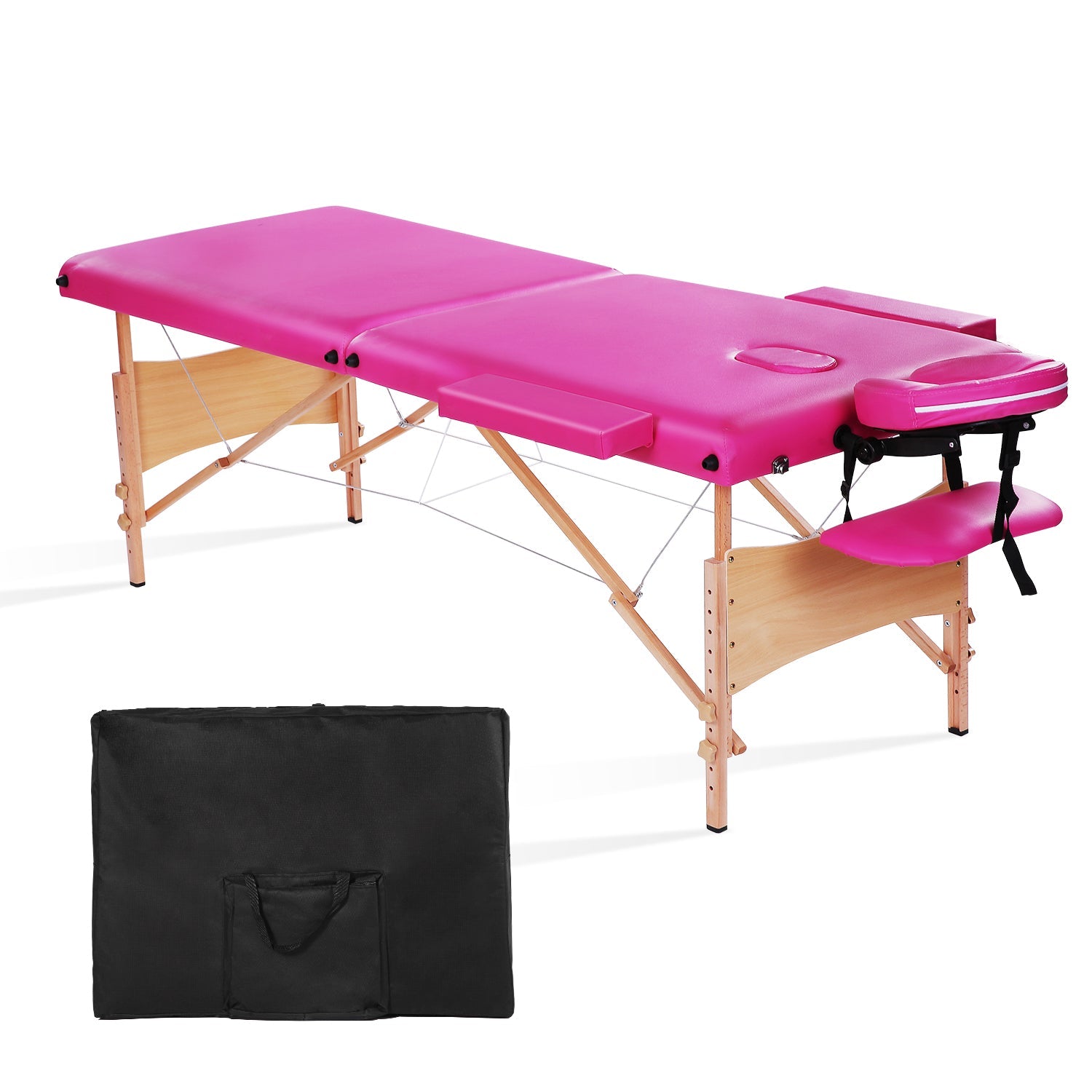 Massage Table 2 Section Wooden Pink